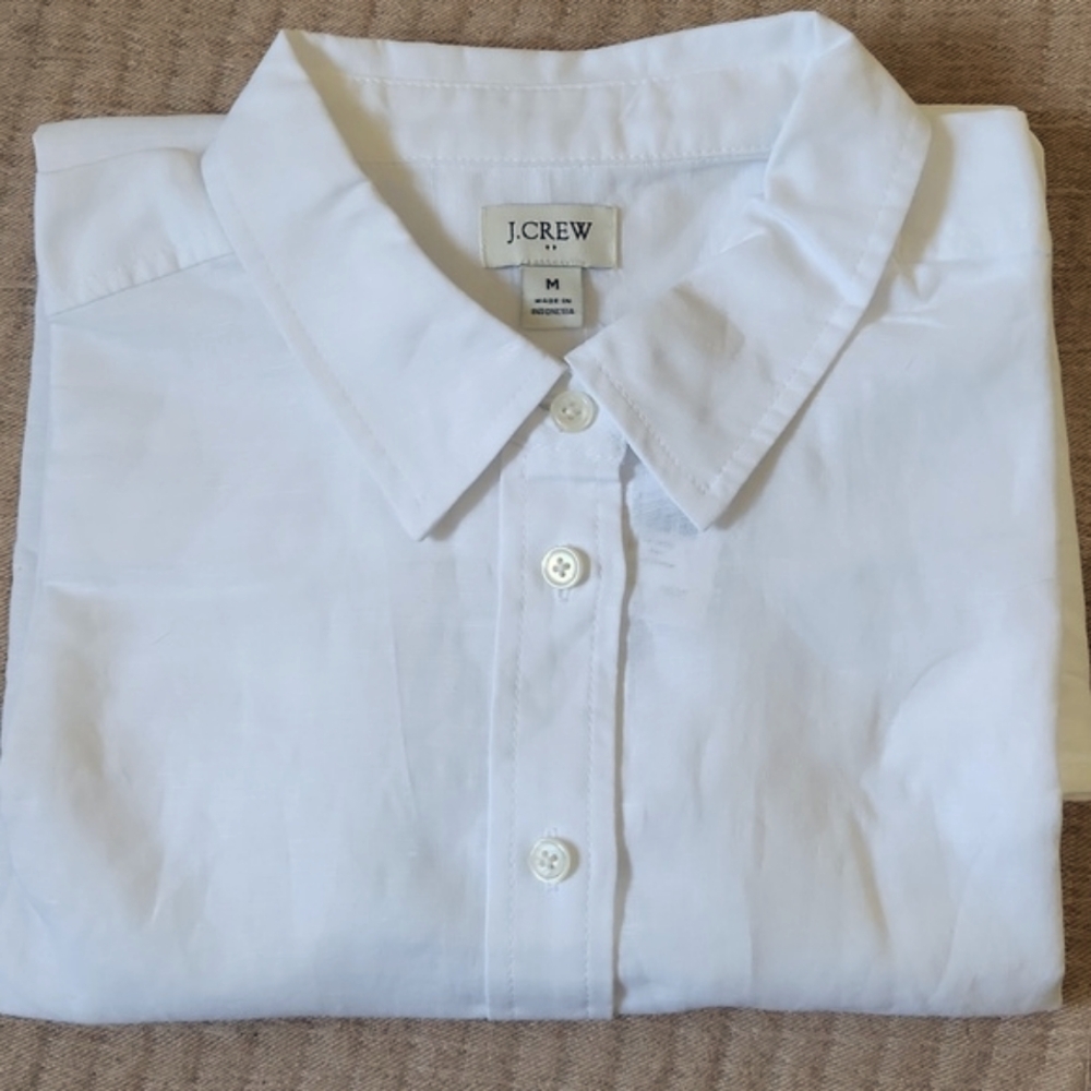 Linen-blend button-up shirt